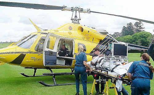 A local man is recovering well in Royal Brisbane Hospital after being airlifted from Glastonbury suffering life-threatening injuries in a grinder accident. A local man is recovering well in Royal Brisbane Hospital after being airlifted from Glastonbury suffering life-threatening injuries in a grinder accident.